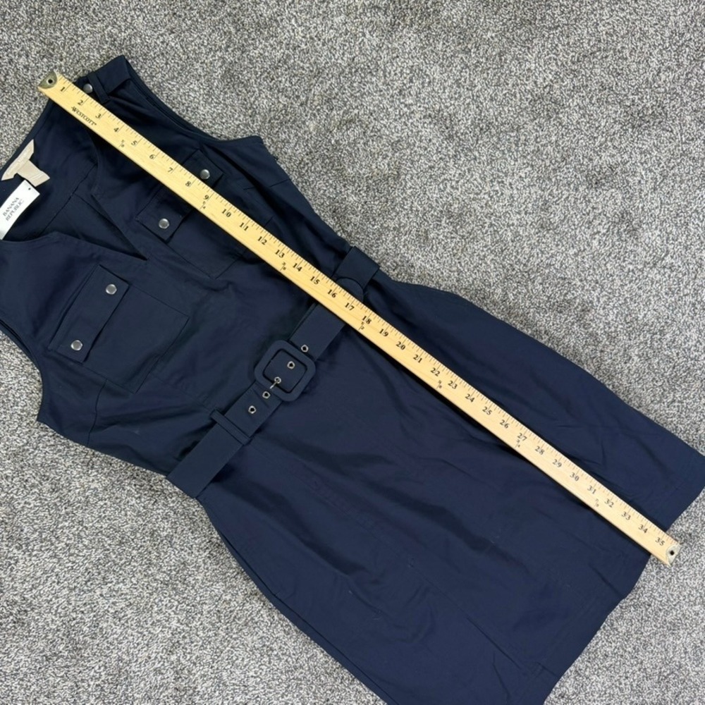 NEW Banana Republic Womens 4 Navy Utility Belted Safari Sheath Dress 947327-00 - Picture 10 of 12